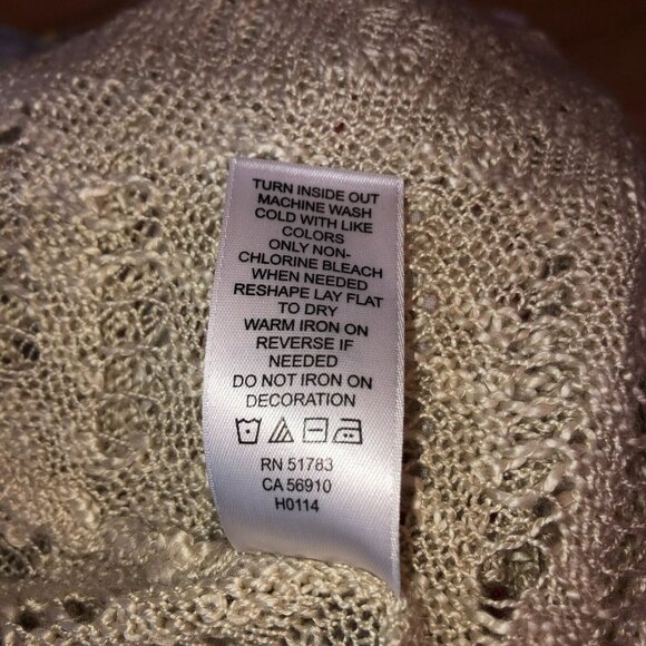 Maurice Womens Size 1 1X Beige Tan Knit Short Sleeve Open Front Sweater Cardigan - Picture 9 of 9